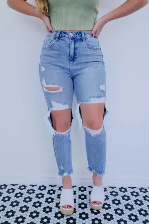 ***Tatum Distressed Cropped Jeans -Light SAMPLE