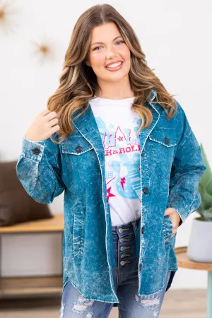 Teal Vintage Washed Shacket