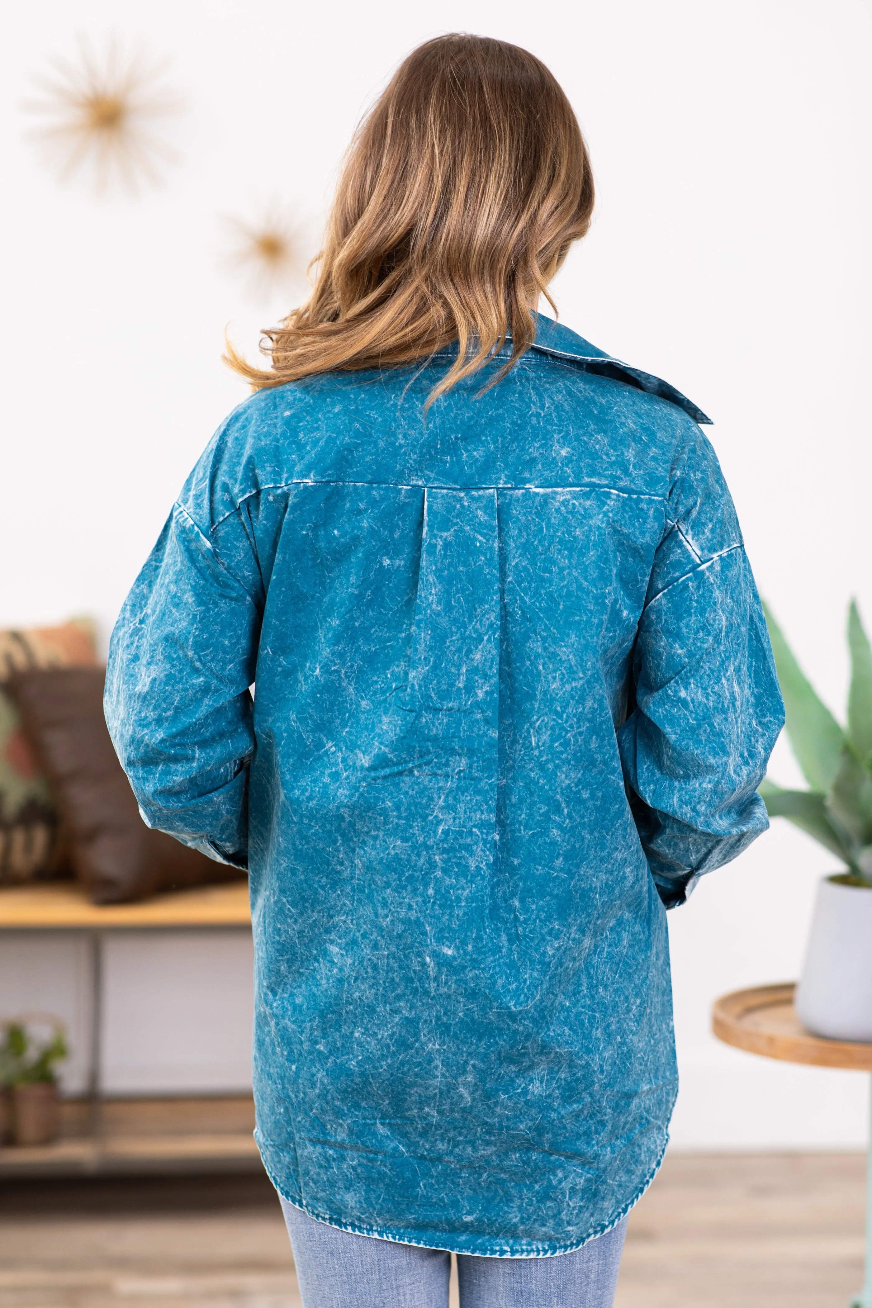 Teal Vintage Washed Shacket