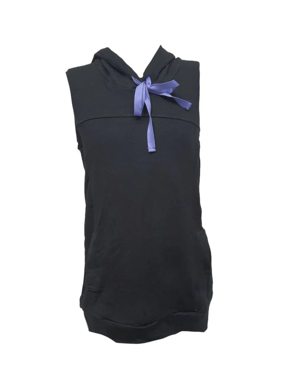 TEREZ Girl's Black French Terry Sleeveless Hoodie #43501640 NWT