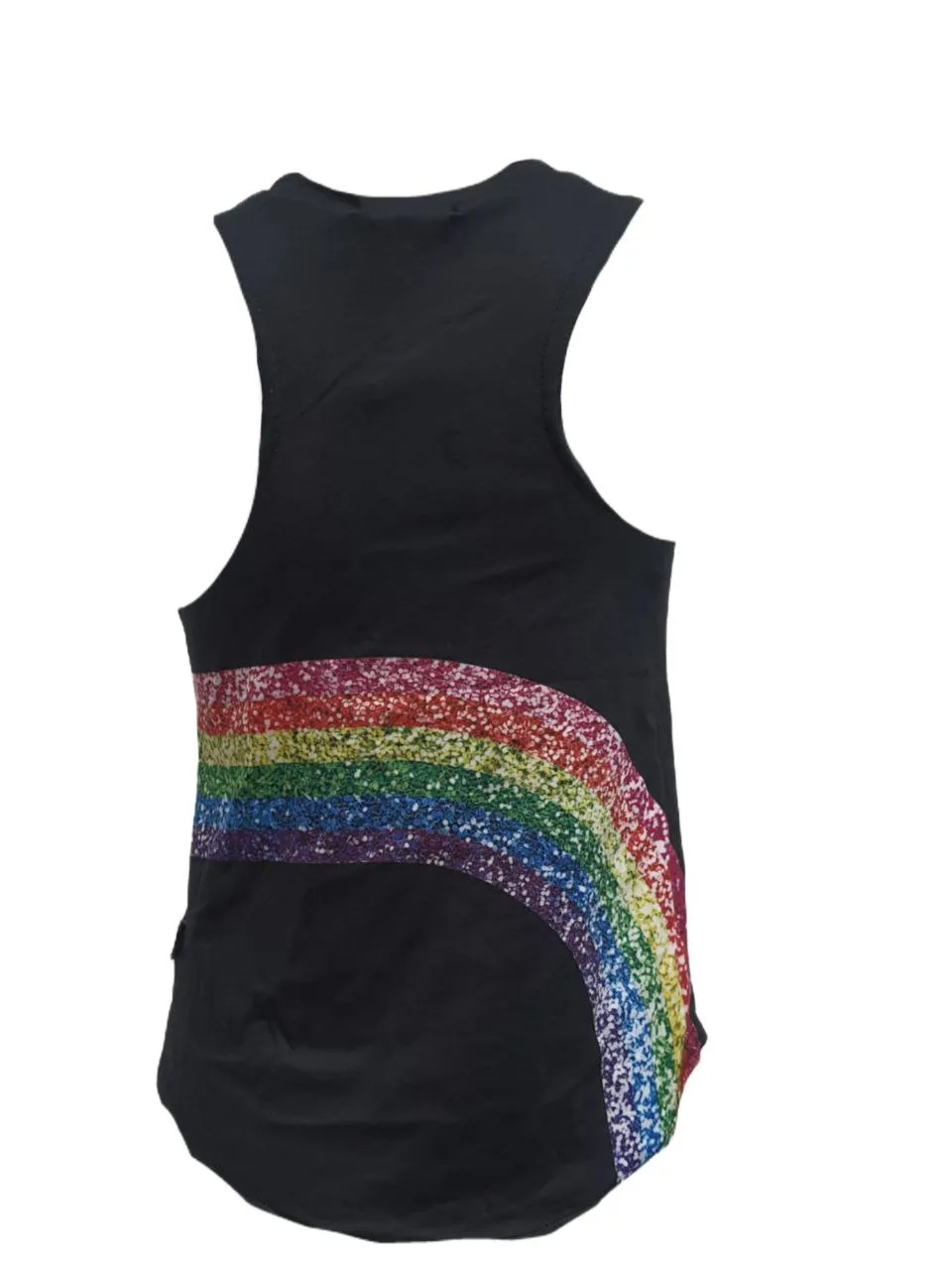 TEREZ Girl's Black Rainbow Tank Shirt #507038554 Medium NWT
