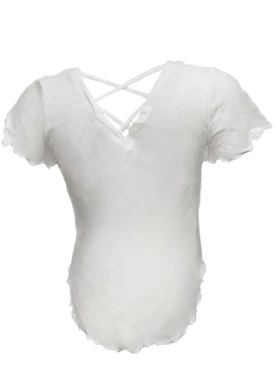 TEREZ Girl's White Cross Back T-Shirt #3382547 X-Large NWT