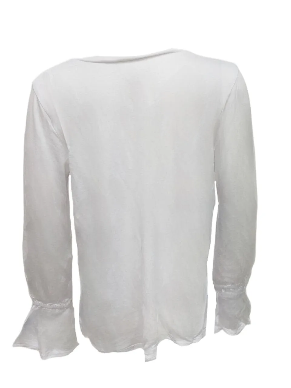 TEREZ Girl's White Jersey Long Sleeve Shirt #1250547 Medium NWT