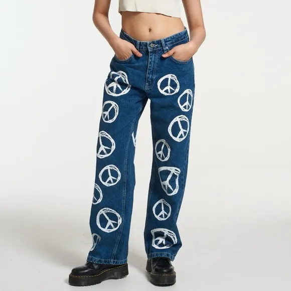 THE RAGGED PRIEST Peace Sign Jeans