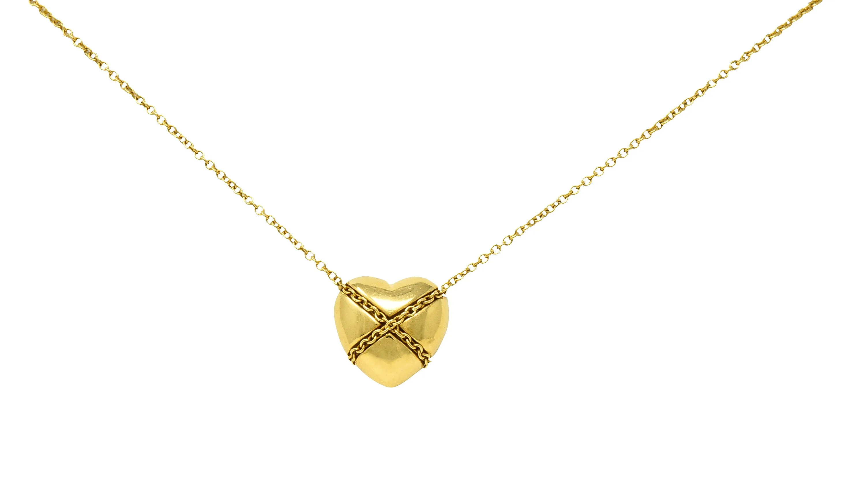 Tiffany & Co. Polished 18 Karat Gold Cross My Heart Necklace