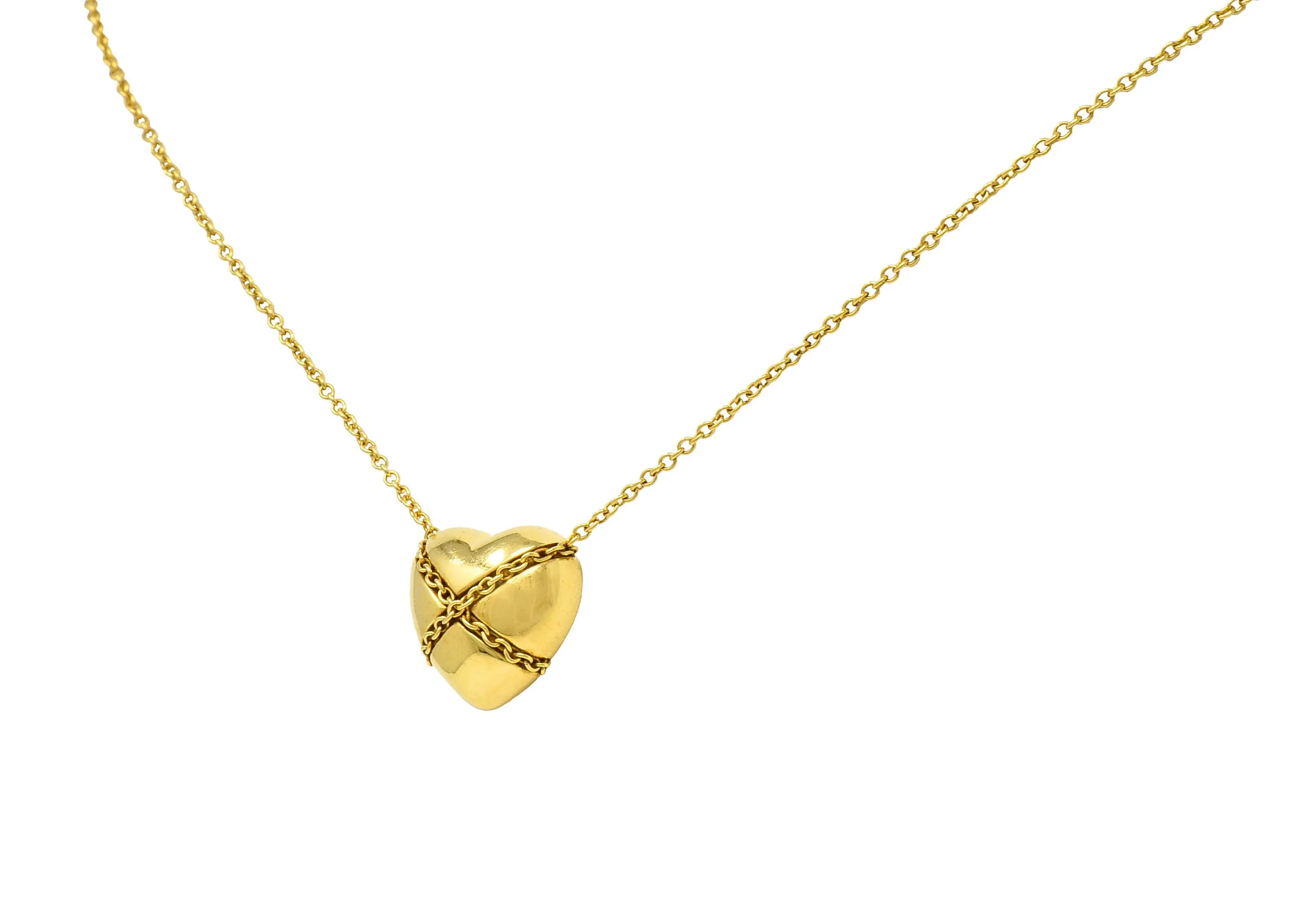Tiffany & Co. Polished 18 Karat Gold Cross My Heart Necklace