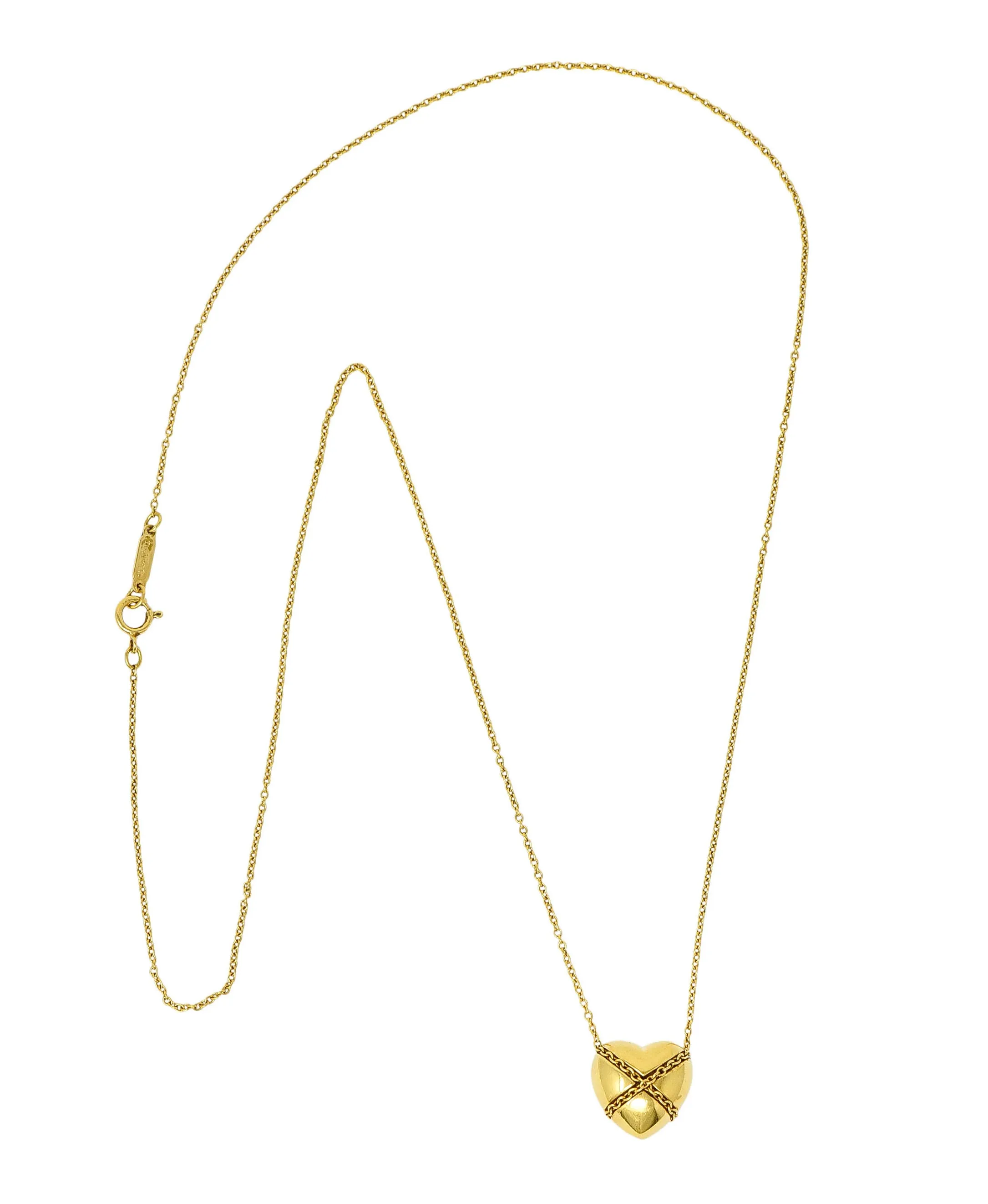 Tiffany & Co. Polished 18 Karat Gold Cross My Heart Necklace