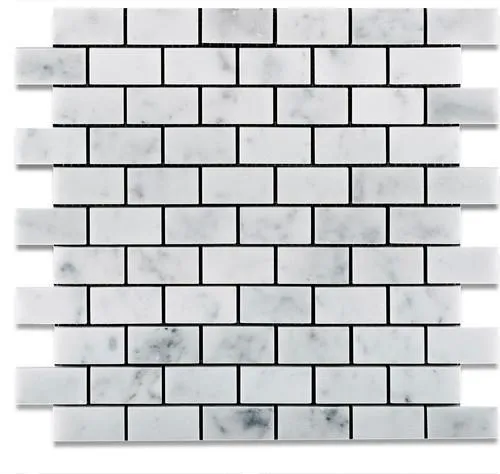 Tilefornia Italian Carrara White Marble 1" X 2" Brick Mosaic Tile Polished/Honed