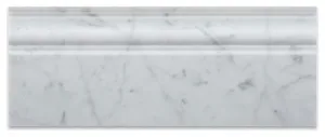 Tilefornia Italian Carrara White Marble 4 3/4" X 12" Baseboard Trim Molding Polished/Honed