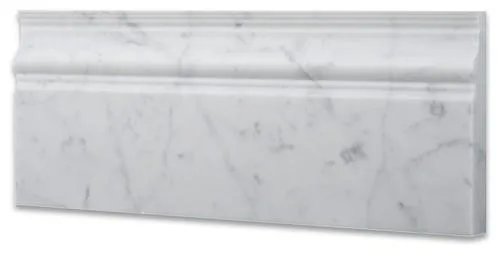 Tilefornia Italian Carrara White Marble 4 3/4" X 12" Baseboard Trim Molding Polished/Honed