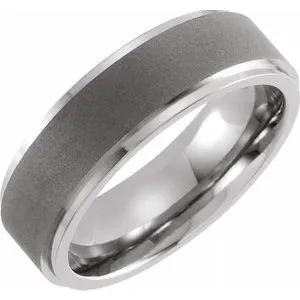 Titanium 7 mm Ridged Oxidized and Polished Band Size 11