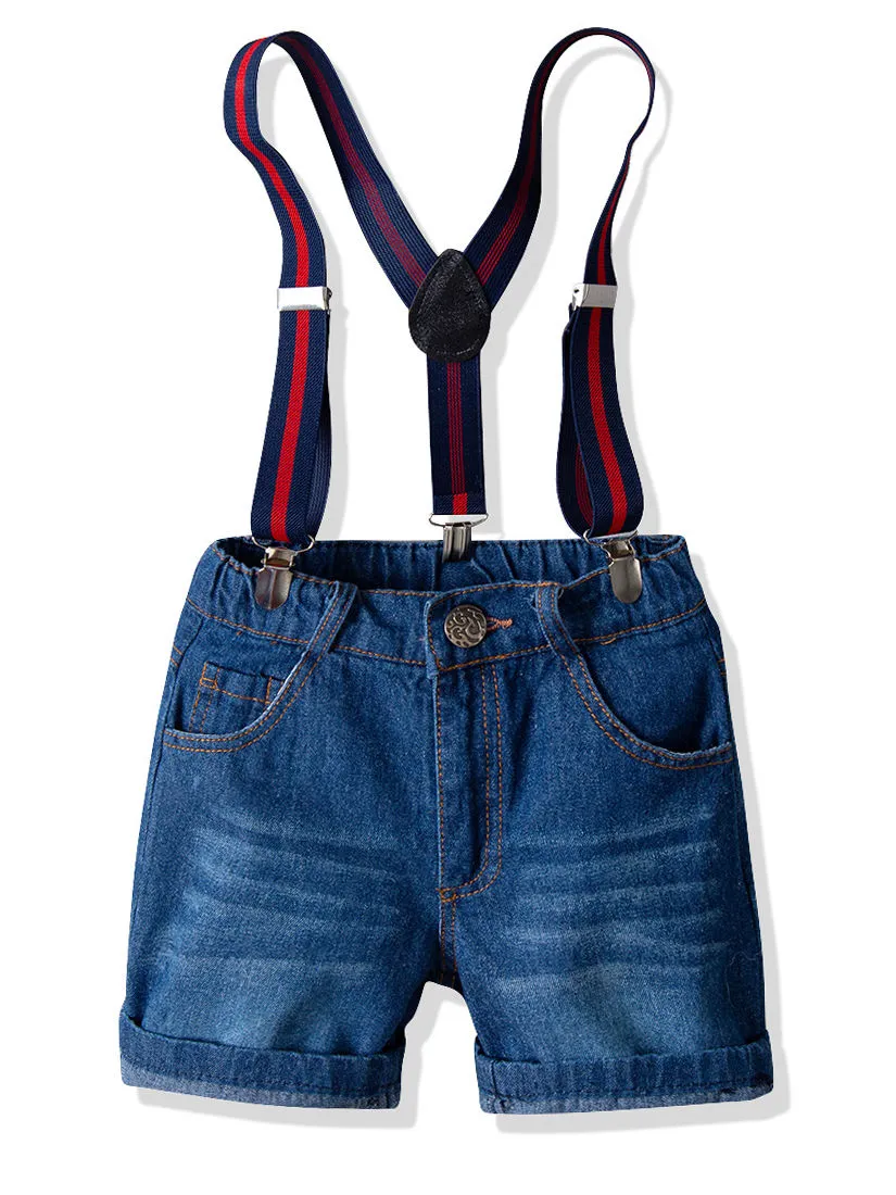 Toddler Boys Stripe T-shirt with Short Jeans
