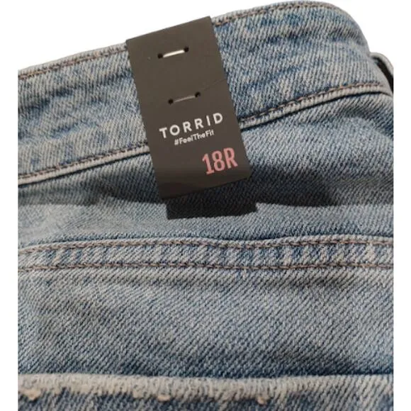 TORRID NEW LIGHT WASH DESTROYED HIGH RISE JEANS PLUS SIZE 18R