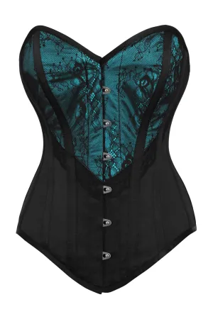 Turquiose and Black Overbust Lingerie Corset