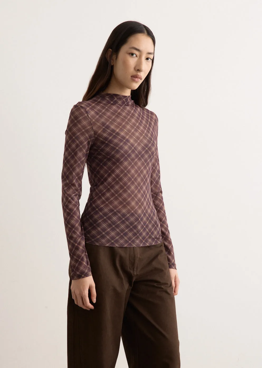 Tyne Long Sleeve Check Top