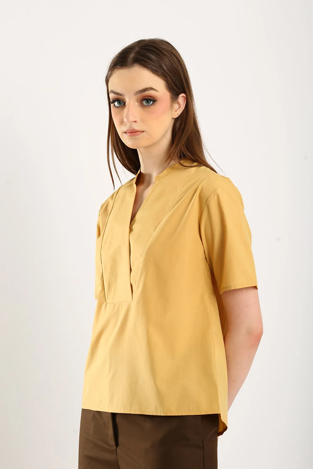Veera V-neck Blouse in Ginger Yellow