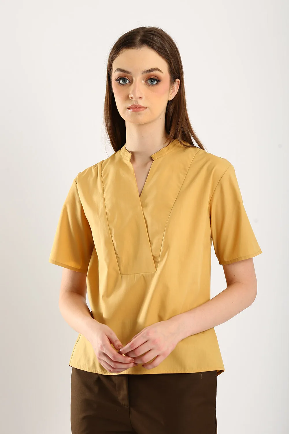 Veera V-neck Blouse in Ginger Yellow