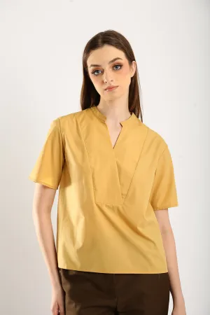 Veera V-neck Blouse in Ginger Yellow