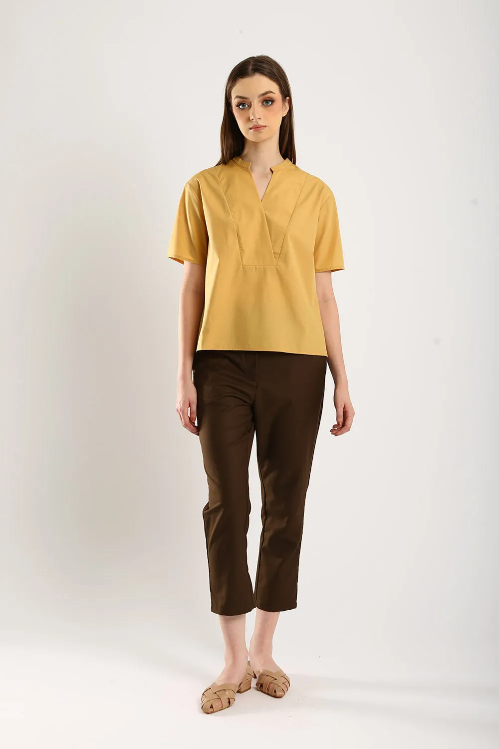Veera V-neck Blouse in Ginger Yellow