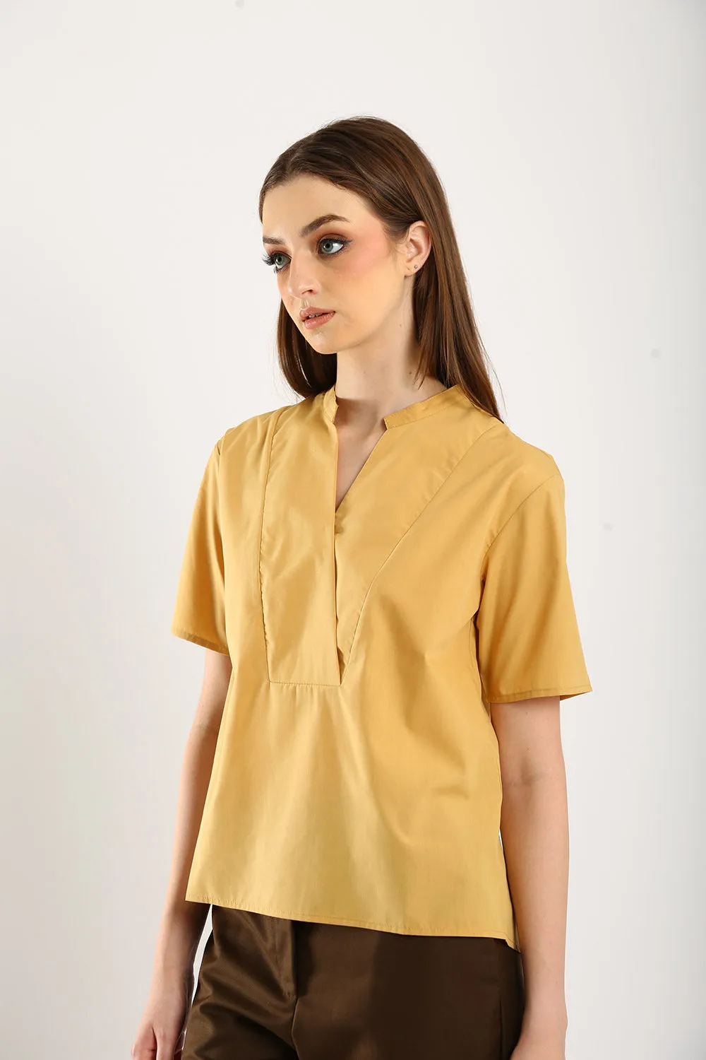 Veera V-neck Blouse in Ginger Yellow