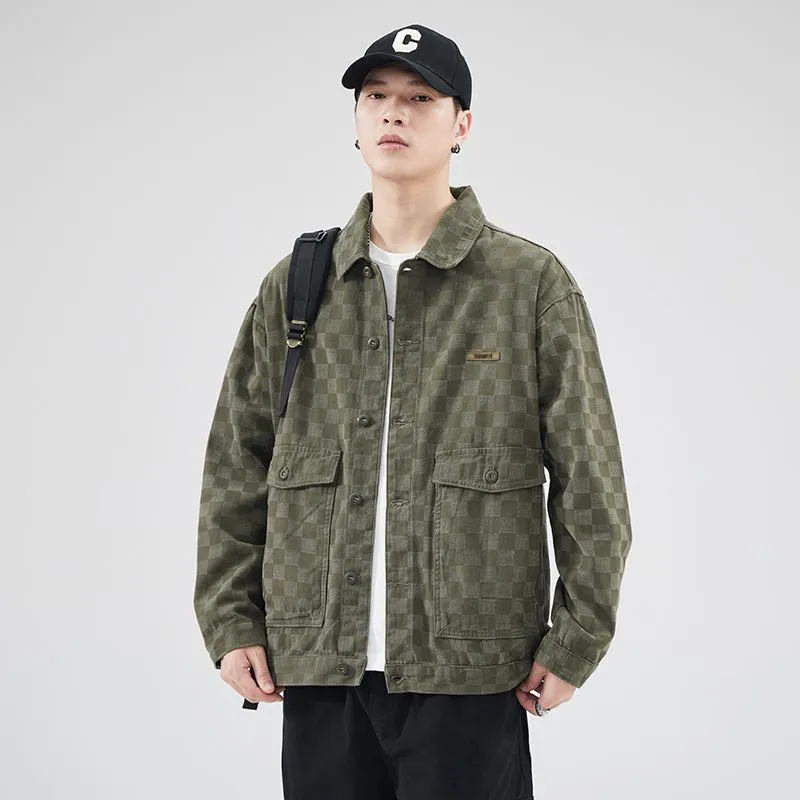 Versatile Washed Cotton Trucker Jacket with Flap Pocket