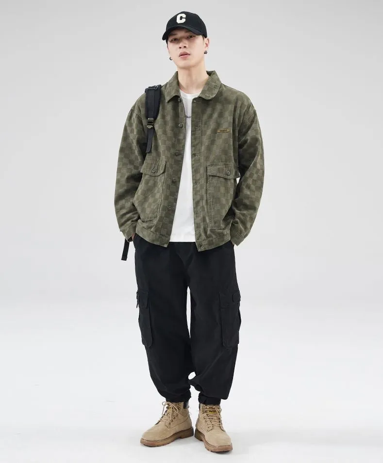 Versatile Washed Cotton Trucker Jacket with Flap Pocket
