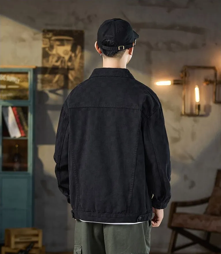 Versatile Washed Cotton Trucker Jacket with Flap Pocket
