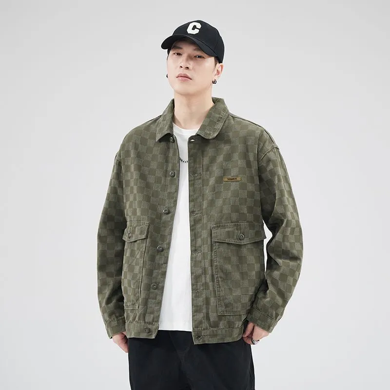 Versatile Washed Cotton Trucker Jacket with Flap Pocket