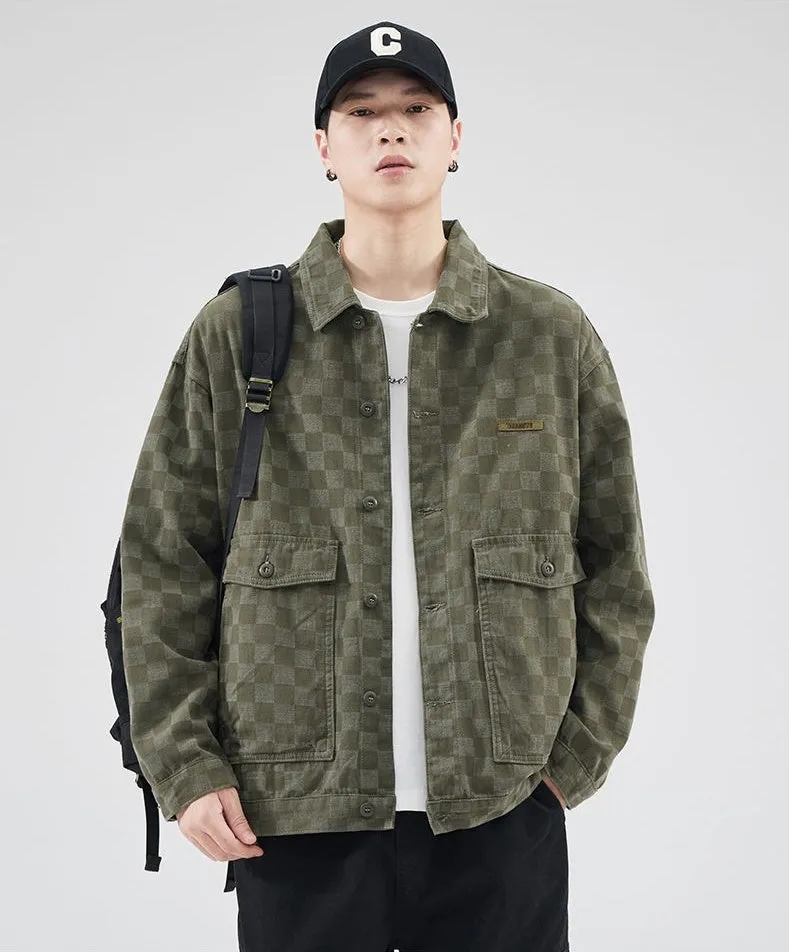 Versatile Washed Cotton Trucker Jacket with Flap Pocket