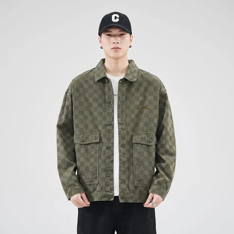 Versatile Washed Cotton Trucker Jacket with Flap Pocket