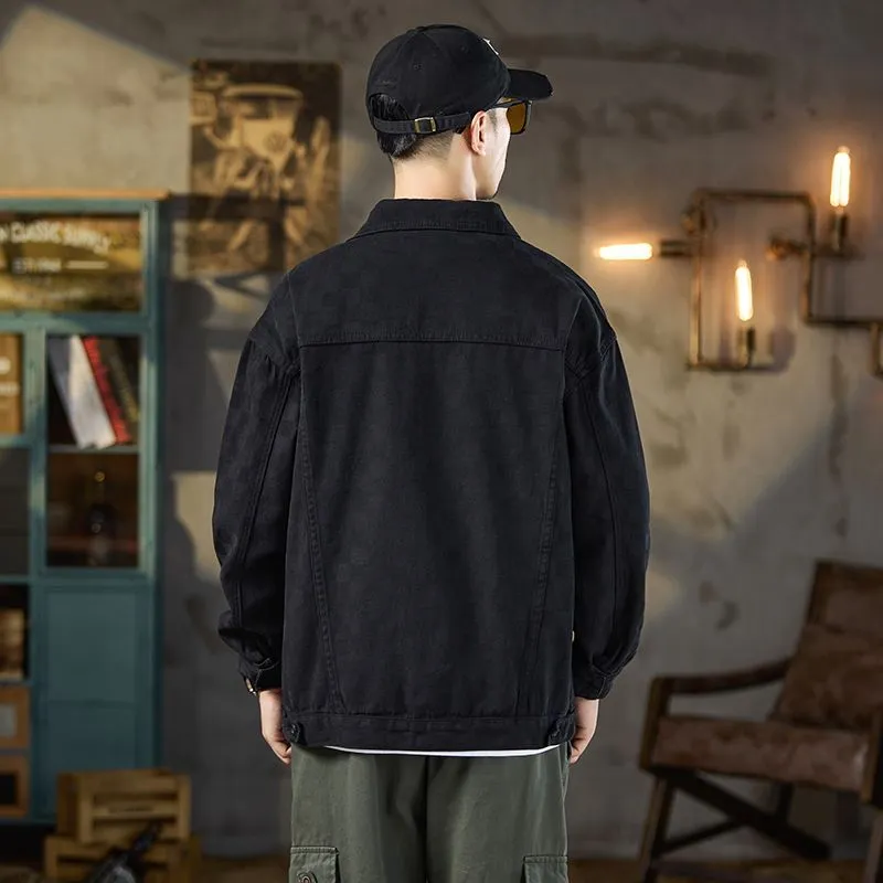 Versatile Washed Cotton Trucker Jacket with Flap Pocket