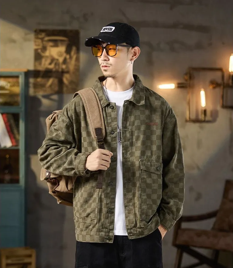 Versatile Washed Cotton Trucker Jacket with Flap Pocket