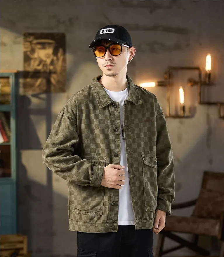 Versatile Washed Cotton Trucker Jacket with Flap Pocket