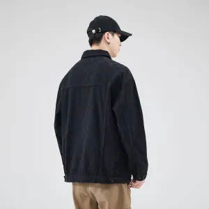Versatile Washed Cotton Trucker Jacket with Flap Pocket