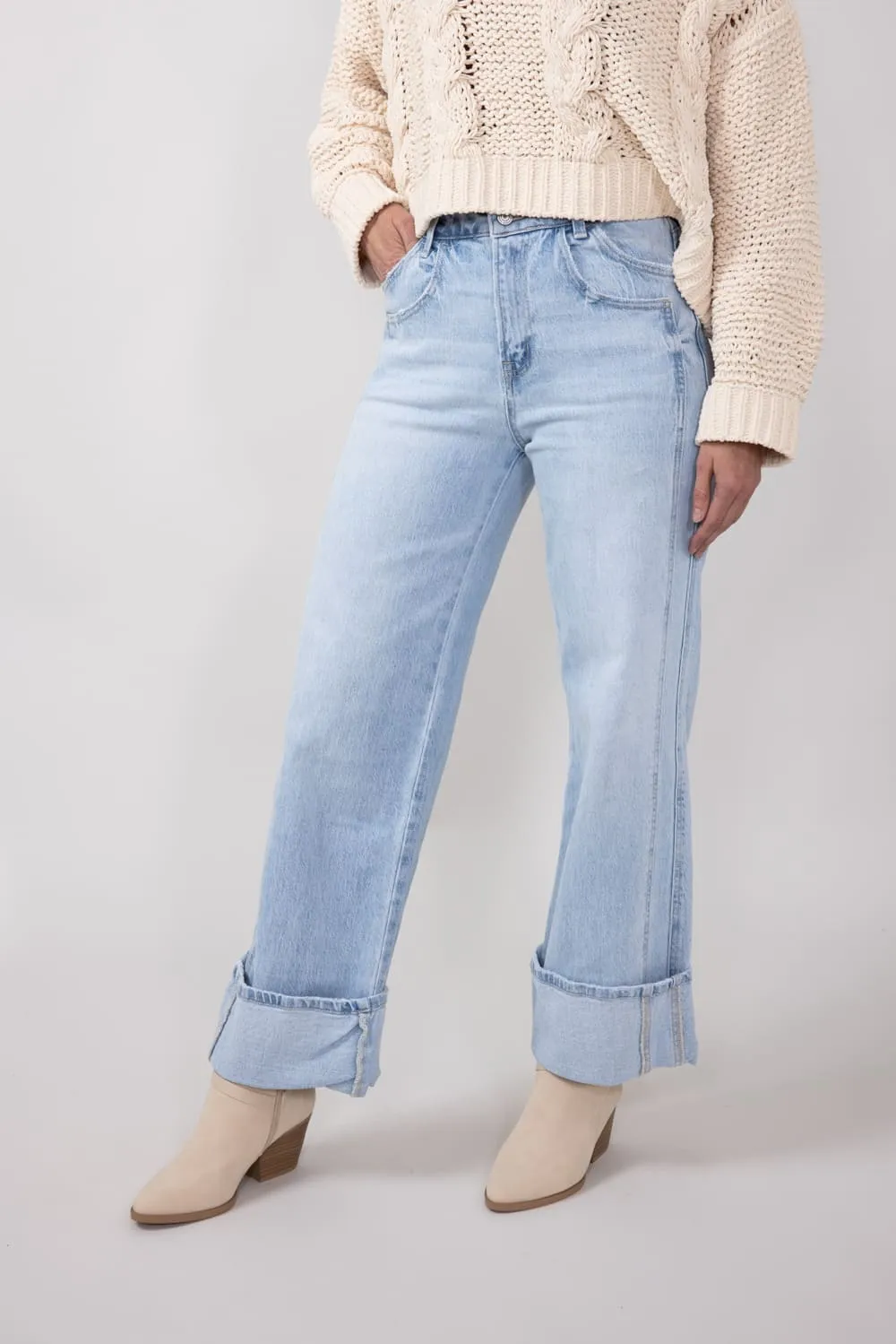 Vervet High Rise Baggy Wide Jeans for Women | T6515