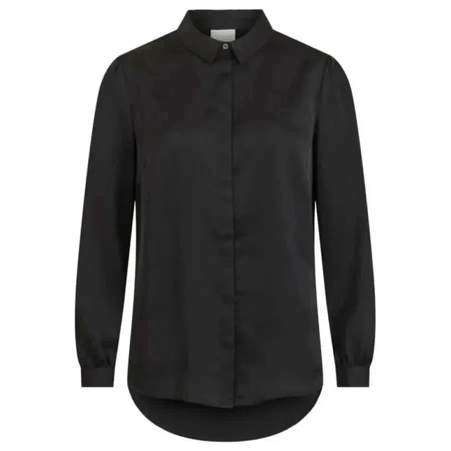 Vila Women's Black Long-Sleeve Classic Polyester Shirt