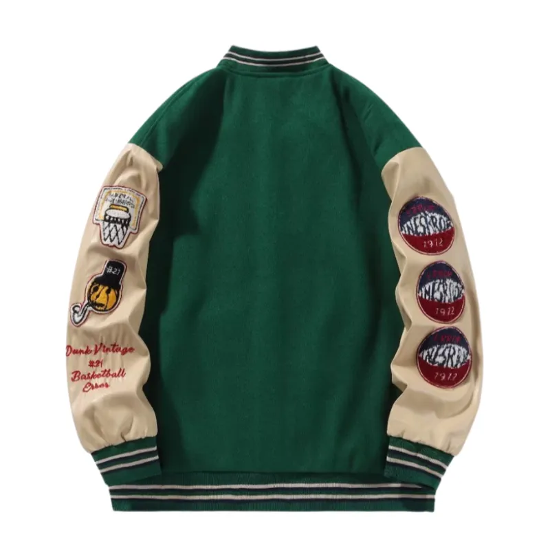 Vintage Contrast Stitch Varsity Jacket