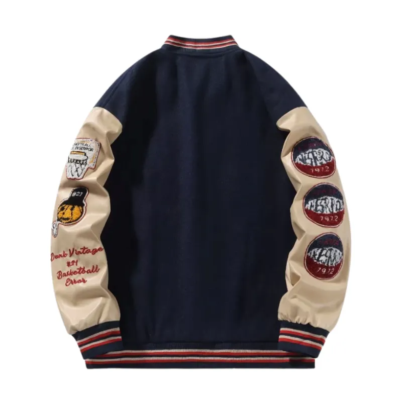 Vintage Contrast Stitch Varsity Jacket