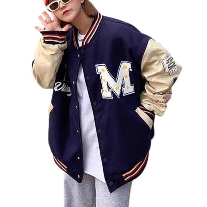 Vintage Contrast Stitch Varsity Jacket