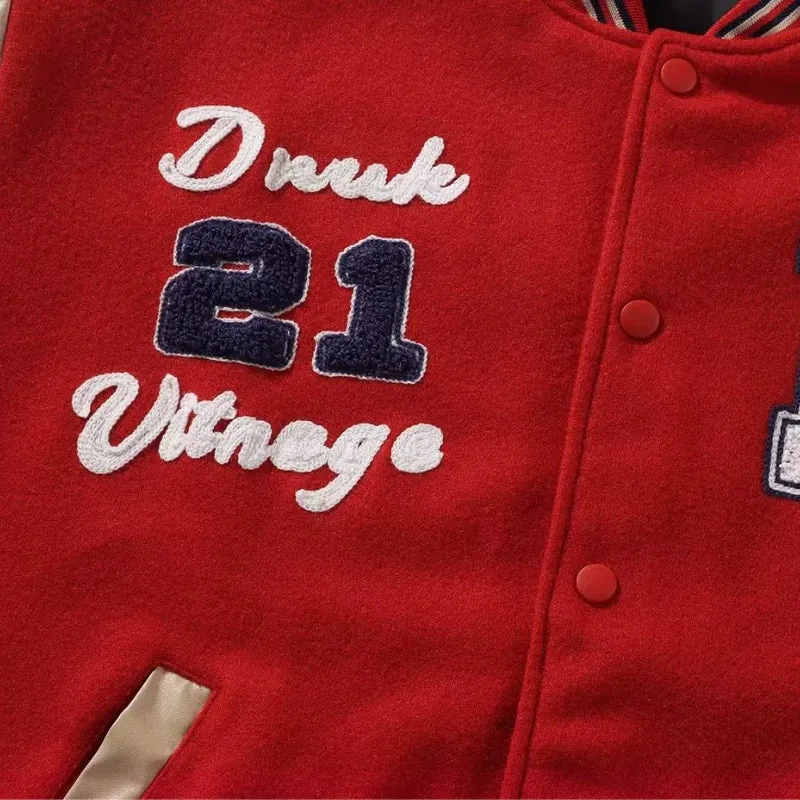 Vintage Contrast Stitch Varsity Jacket