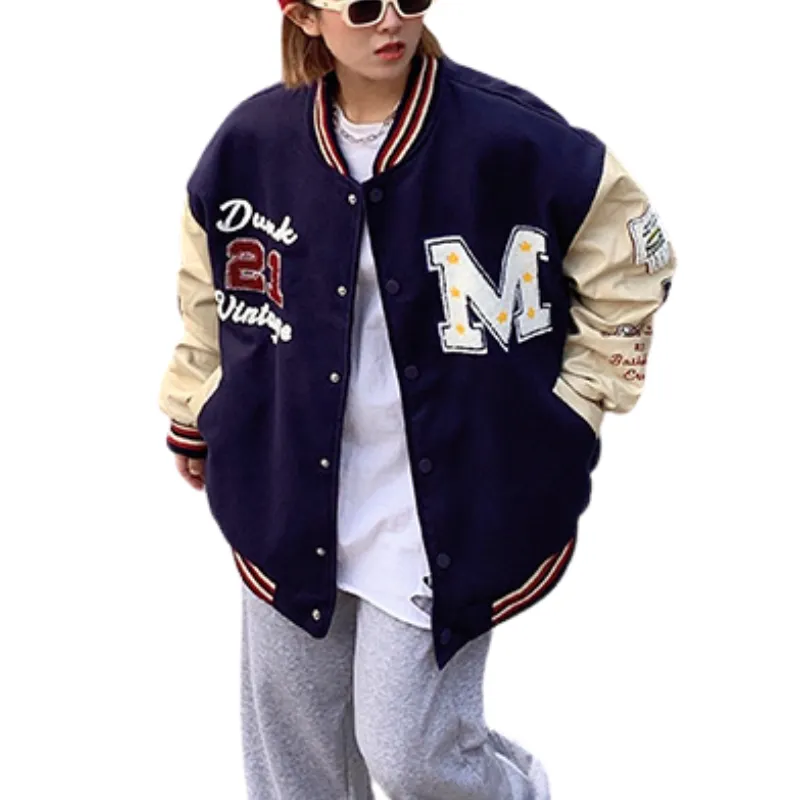 Vintage Contrast Stitch Varsity Jacket
