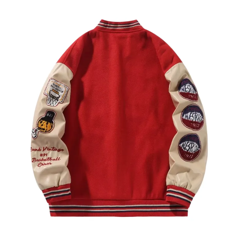 Vintage Contrast Stitch Varsity Jacket