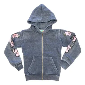 Vintage Havana Butterfly Burnout Zip Up Hoodie