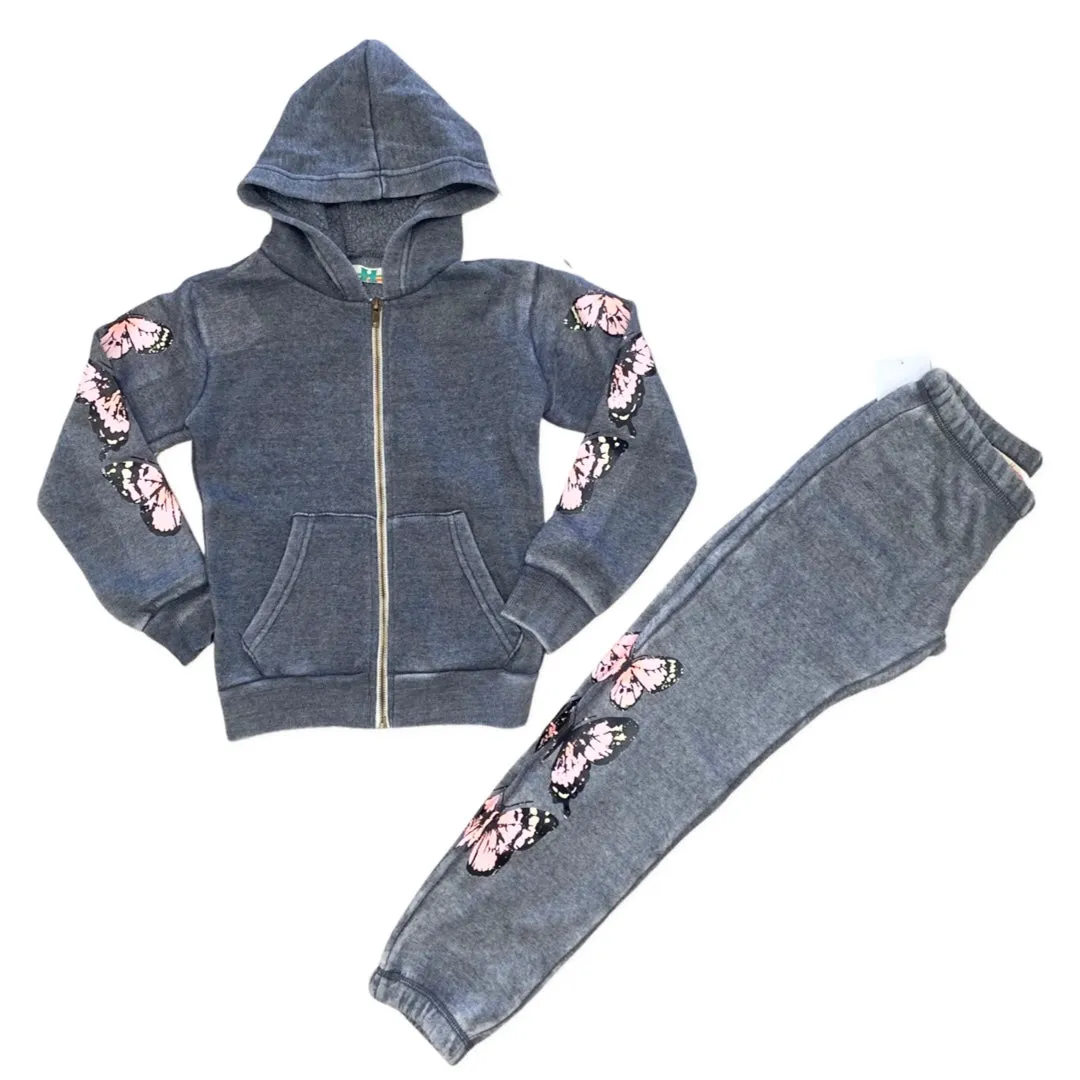Vintage Havana Butterfly Burnout Zip Up Hoodie