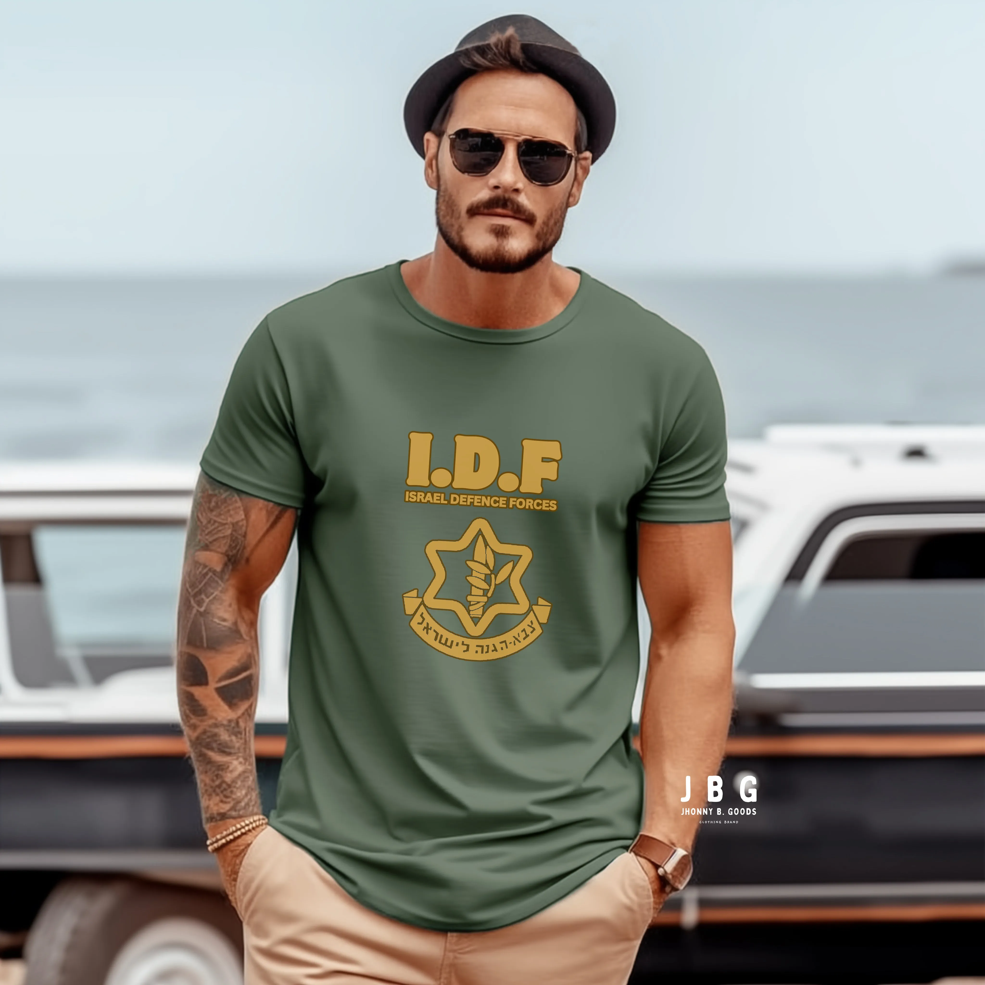 Vintage IDF logo men's garment-dyed heavyweight t-shirt