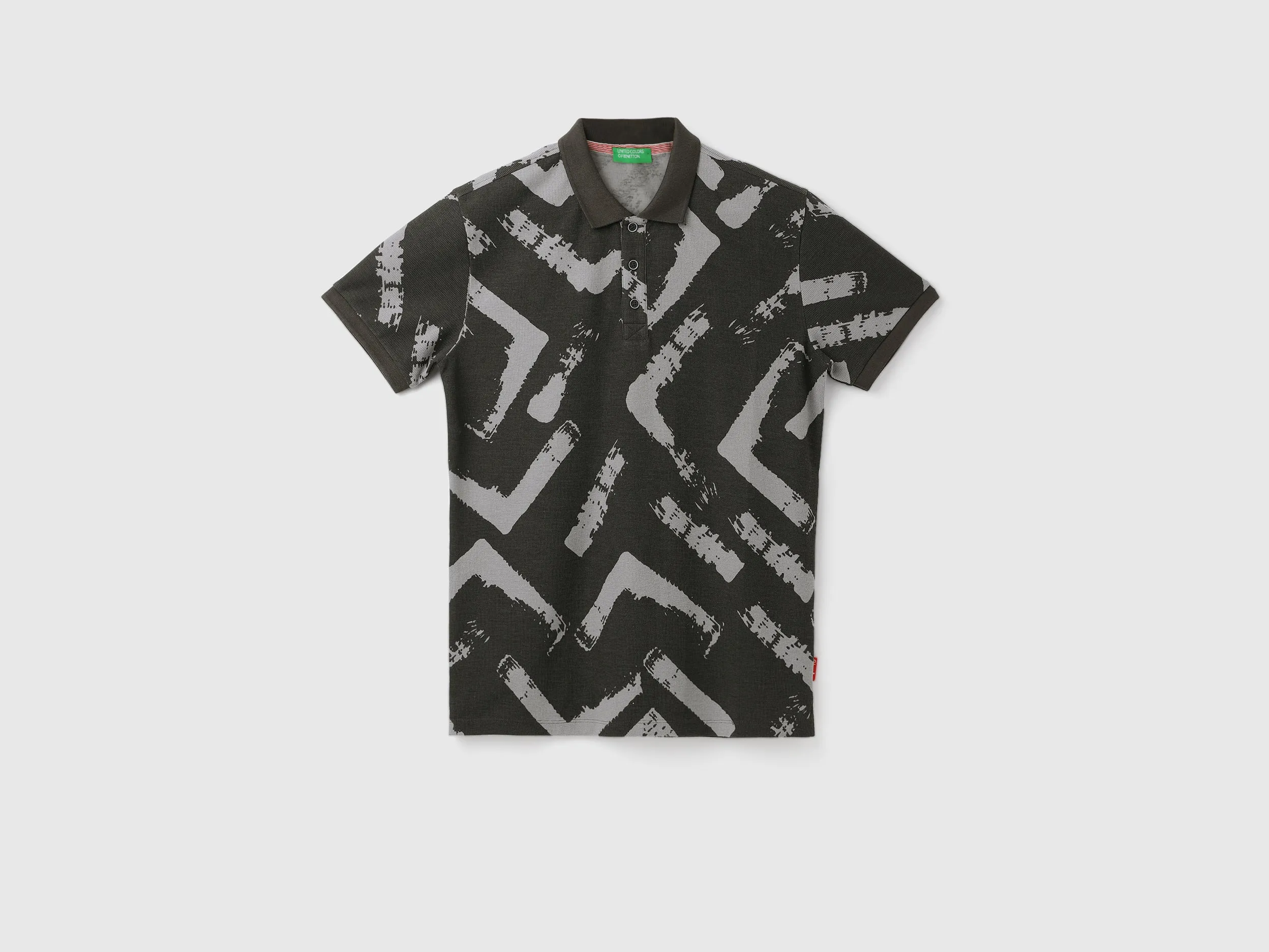 Waffle Detail Polo Collar T-Shirt