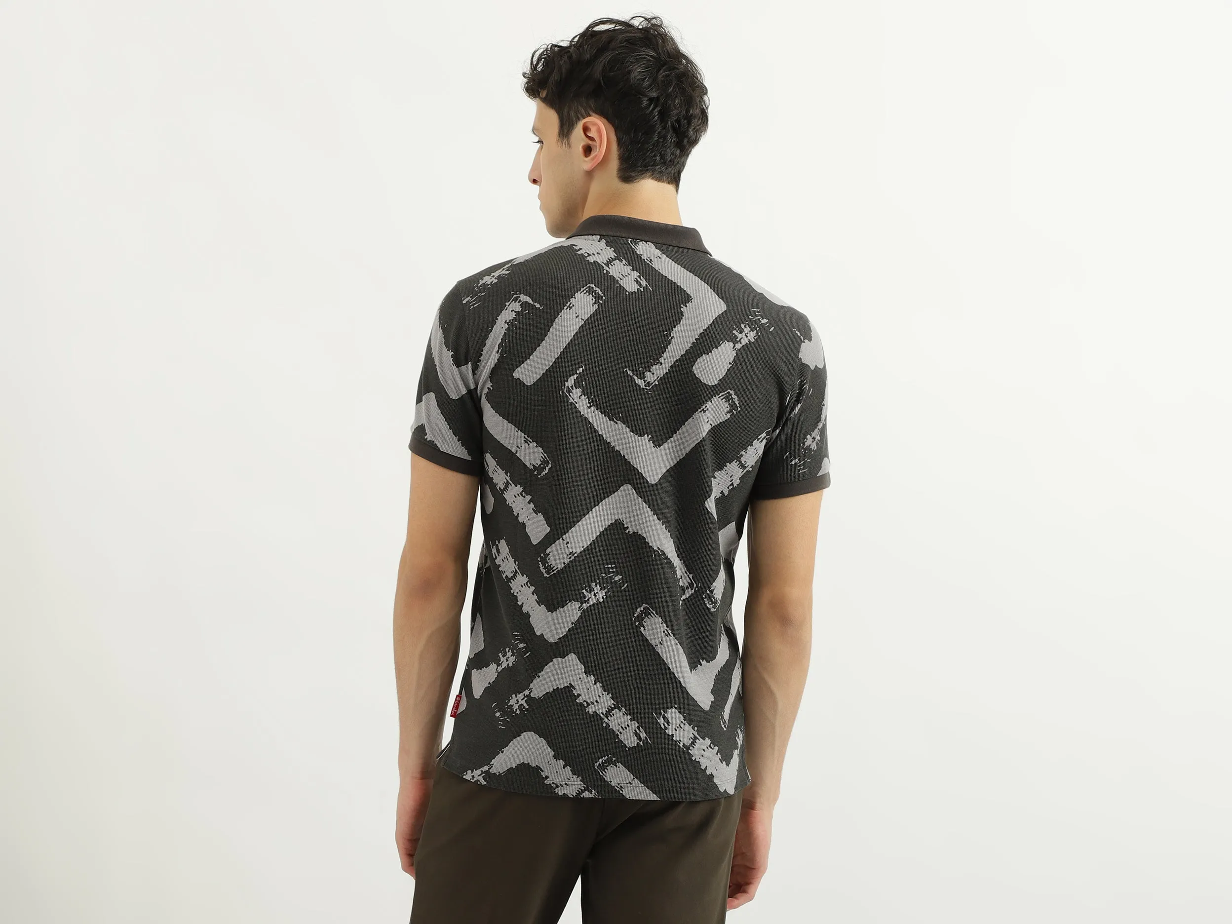 Waffle Detail Polo Collar T-Shirt