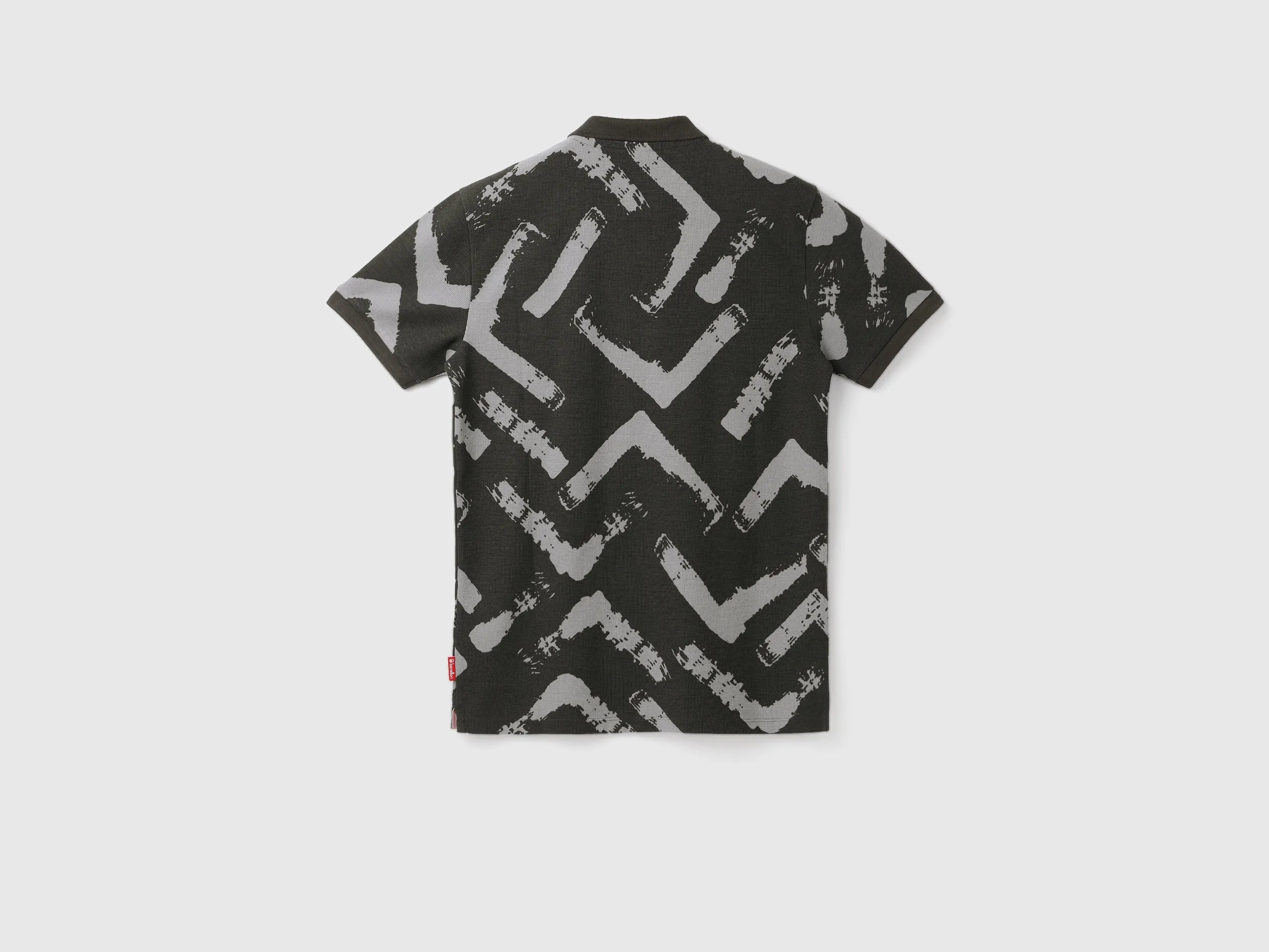 Waffle Detail Polo Collar T-Shirt