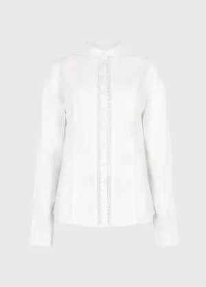 Waterlily Ladies Mandarin Collar Shirt - White