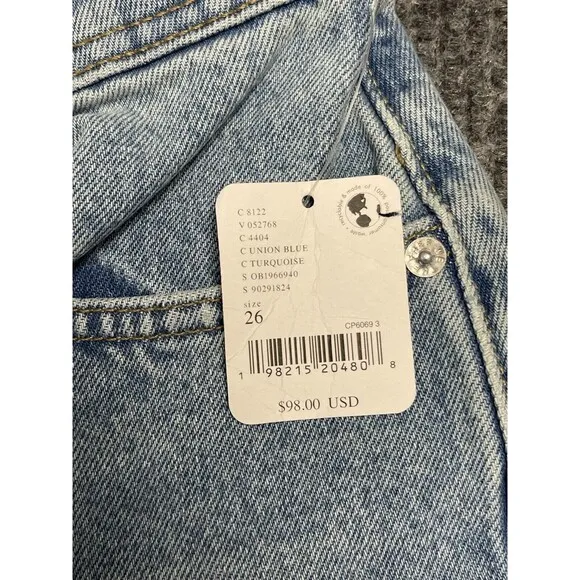 WE THE FREE Xena High Rise Slim Straight Jeans Women Size 26 Blue Light Wash NWT